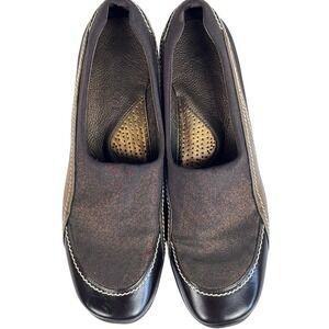 Sesto Meucci Slip On Loafers Size 9 Brown Bronze Metallic Leather Comfort Shoes